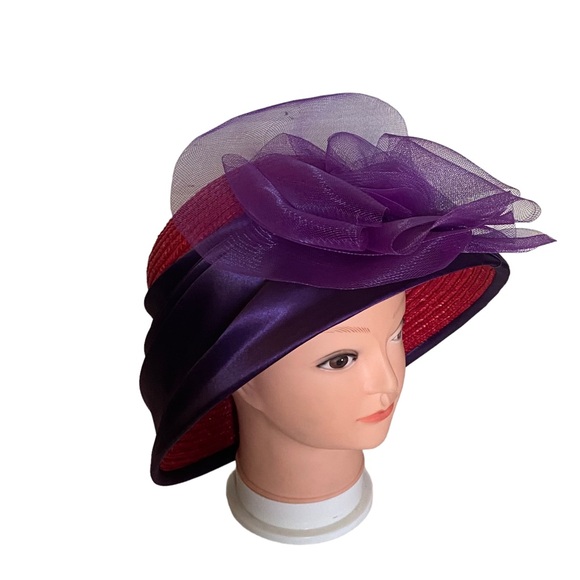 Women derby/church straw satin bow hat - Picture 2 of 12